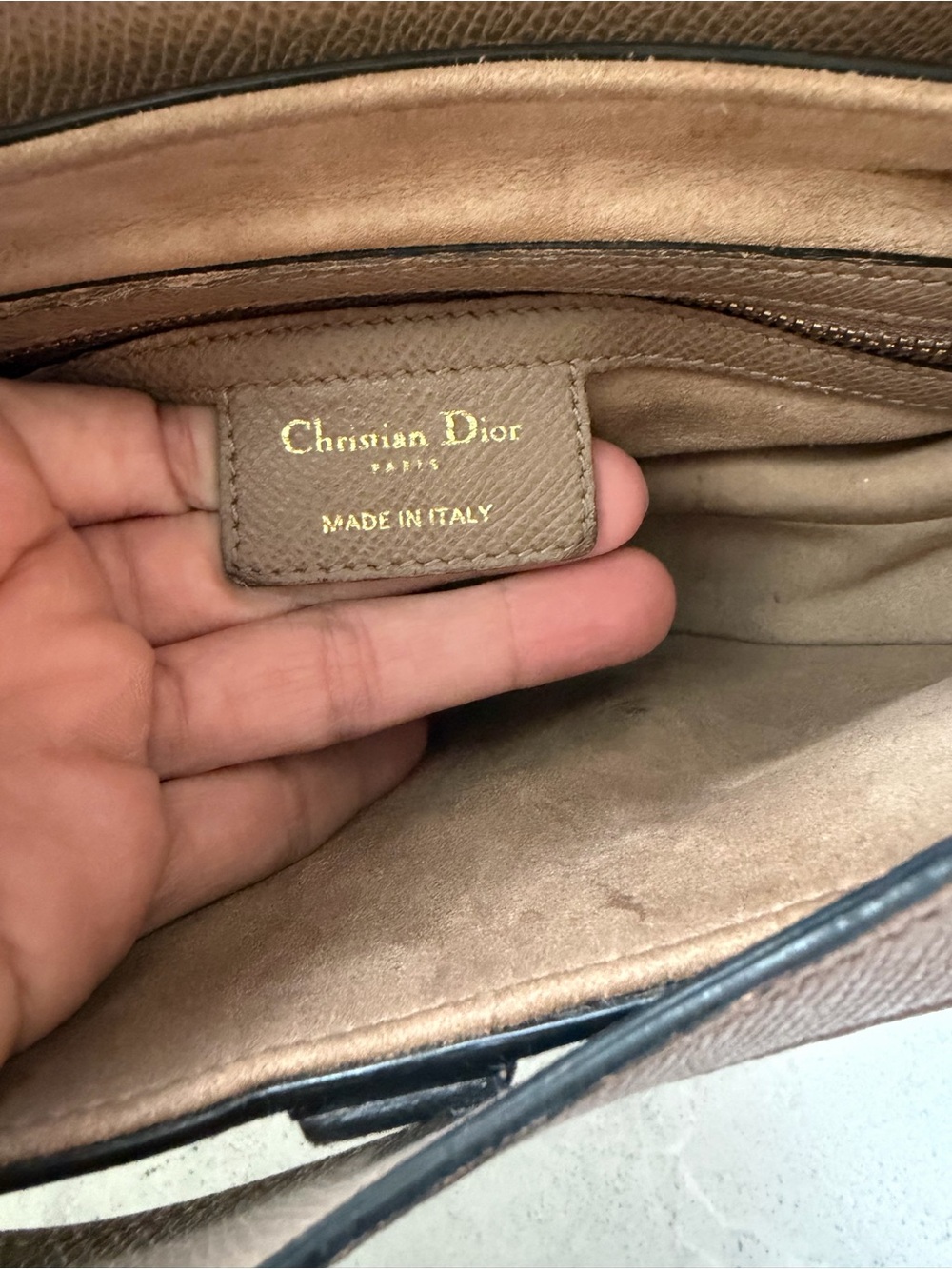 Dior Saddle Shoulder Bag in Taupe with Navy Logo Strap - Picture 9 of 14
